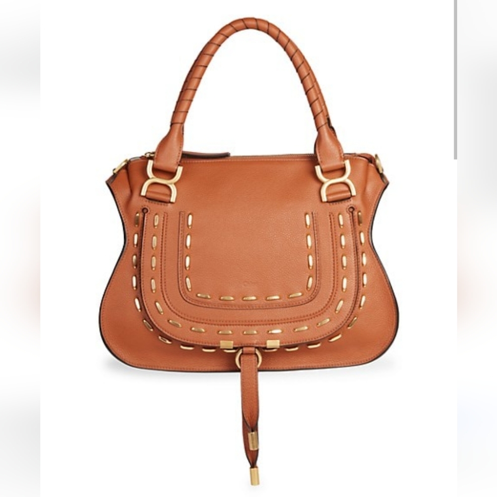 Chloe Medium Marcie Stitched Studded Leather Satchel